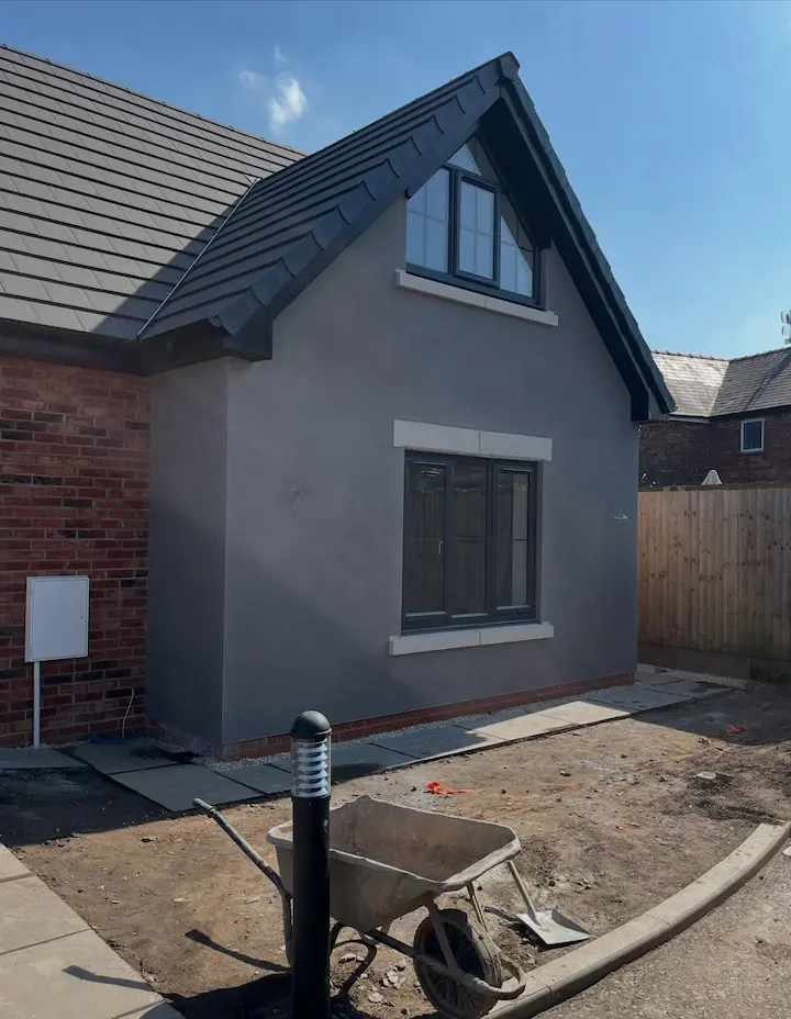 Completed exterior re-render on detached home